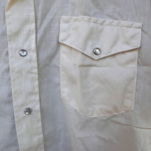 Vintage Western Style Yellow Pearl Button Down Shirt Size 15.5 - Picture 5 of 9